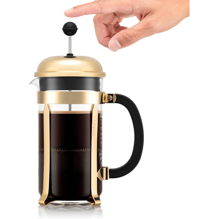 Bodum French Press Chambord 1L - Френч-прес для кави з нержавіючої сталі та скляної колби, 8 чашок, BPA-free, Made in Portugal