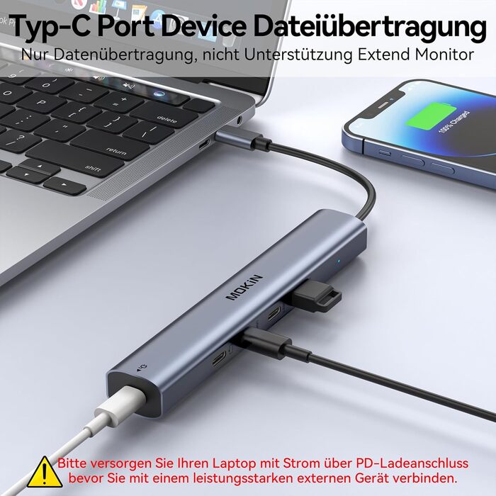 MOKiN USB-C хаб 6-в-1: HDMI 4K, 2xUSB 3.0, USB 2.0, SD/MicroSD, для MacBook, XPS та інших пристроїв