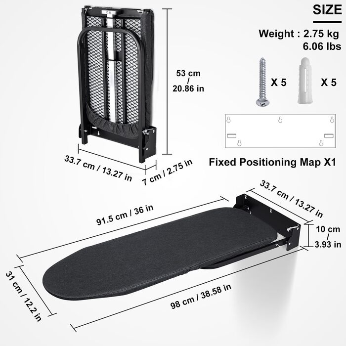 Настільна гладильна дошка Duwee, компактна, розкладна, 32x93 см, без підставки для праски