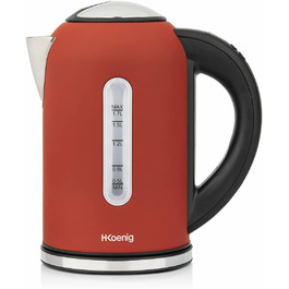 Електричний чайник H.Koenig BOE54 Inox 1.7L з програмуванням температури, червоний