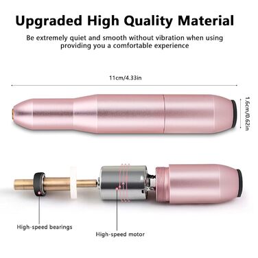 Електрична нігтьова пилка для гелю та нігтів: професійний набір для манікюру та педикюру Rose з USB, 20000 об/хв, регульована швидкість