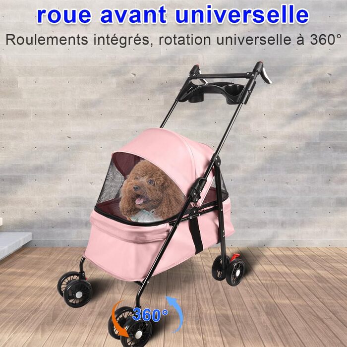 Візок для собак та котів OHMG, складний, до 20 кг, з гальмами, XXL-кошик, 3 вікна, тримач для напоїв, 50 x 70 x 95 см