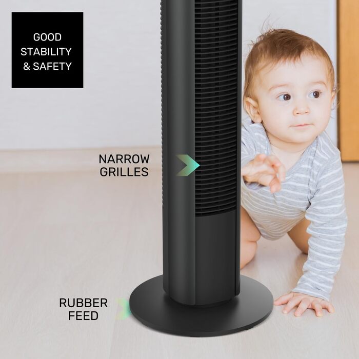Вентилятор Taurus Babel RCH з пультом керування, 50W, 86 см, 4 швидкості, 3 режими, таймер, осциляція, сірий