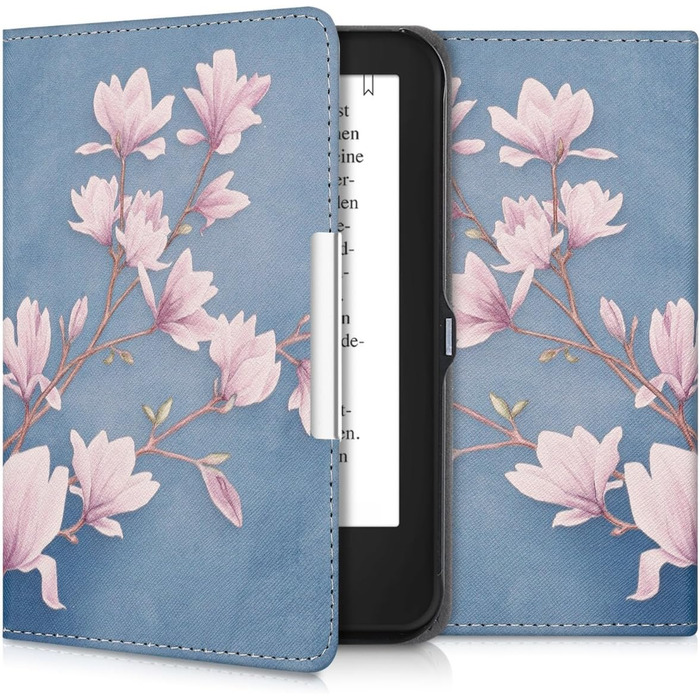 Чохол-книжка kwmobile для Tolino Shine 2 HD - квітковий принт (Pusteblume Love, білий, чорний)