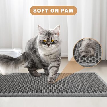 Килимок для котячого туалету Garoopion Katzenklo Matte, 90x76 см, EVA, стільниковий, сірий, двошаровий