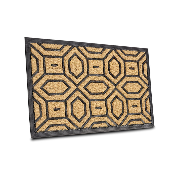 Килимок Hanse Home кокосовий для дому та вулиці 45x75 см Геометричний - вологостійкий, антиковзкий килимок для входу, коридору, тераси