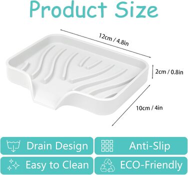 Силіконові мильниці з дренажем (2 шт.) для ванної, душу, кухні та тумбочки - білий колір