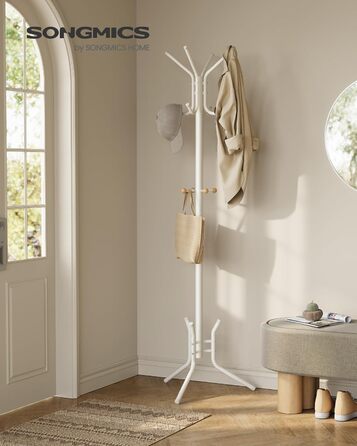 SONGMICS 182 cm Height Wardrobe Rack, Stable Metal Clothes Rack, White, RCR19W (53.5 x 53.5 x 178H cm, Pearl White)