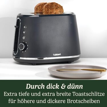 Cuisinart 2-Slice Toaster | Extra deep and extra wide slots, ideal for thick bread and bagels | Lift lever | 7 browning levels plus defrost | Matching kettle available | Gray 2-slice Gray