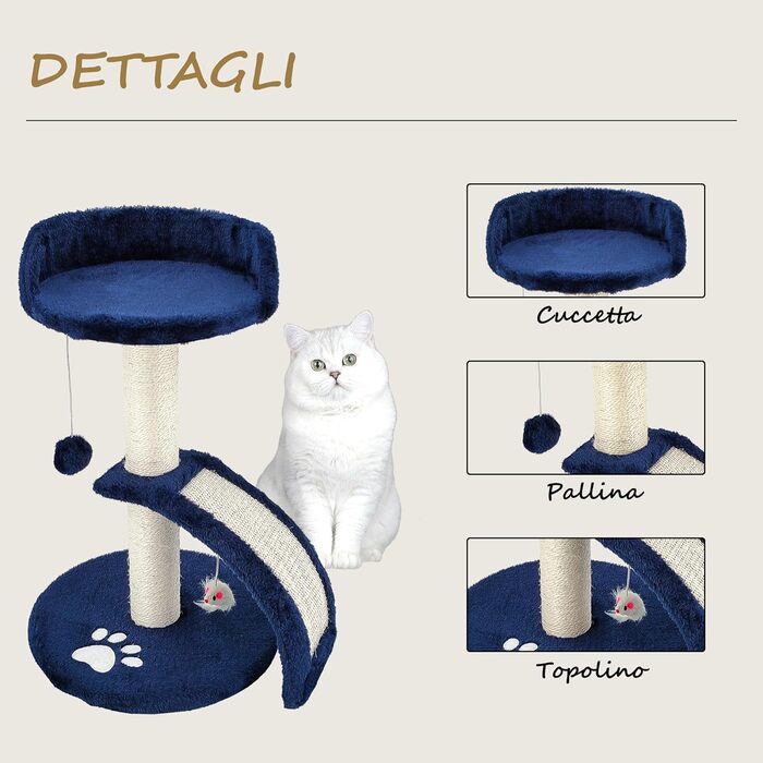 Дерев'яний кігтеточний комплекс Beltom® Kratzbaum 54 см, рожево-білий (блакитний)