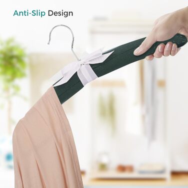 Клітки для одягу JS HANGER з м'якою підкладкою для светрів, 43,2 см, великі, міцні, з сатином, без плечей, для жінок, одягу, весіль, спідньої білизни, 10 шт., (Темно-зелений)