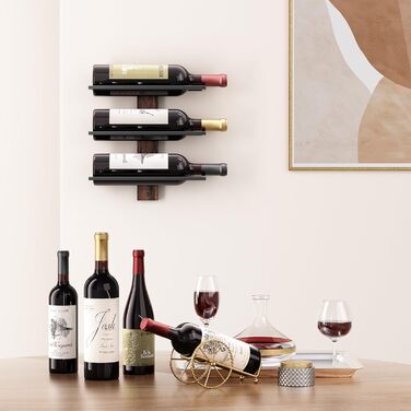 Настінна полиця для вина B4Life на 3 пляшки - чорний колір, 42.5 x 25.2 x 19.1 см