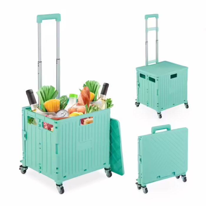 Relaxdays Folding Shopping Trolley with Swivel Wheels