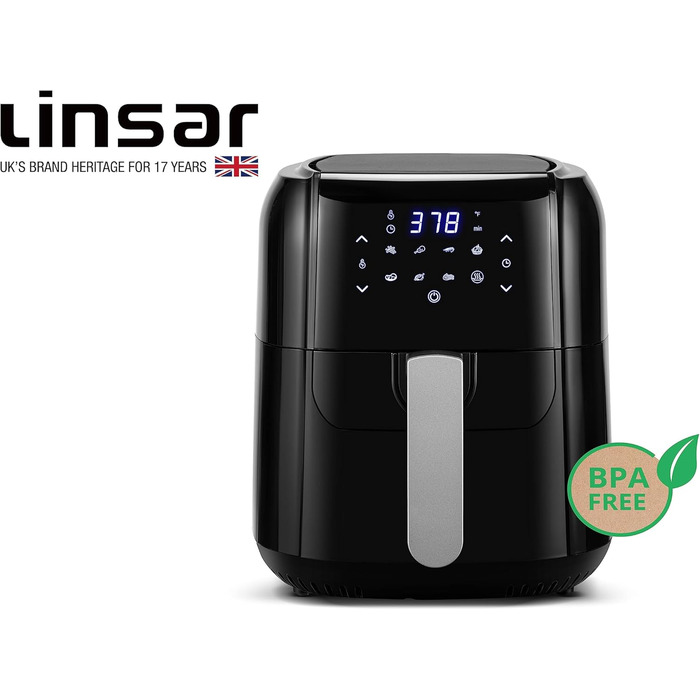 Фритюрниця Linsar з гарячим повітрям, 1.5 л, з таймером, регулюванням температури та автовимкненням, 1000 Вт