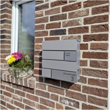 Поштова скринька Metzler G антрацит RAL 7016, з гравіюванням та табличкою з нержавіючої сталі, настінна, 37x37x10.5 см