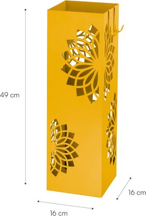 Підставка для парасольки Baroni Home з сучасним дизайном, металева з мандалою, 2 гачки та знімна ємність для збору води, 16 x 16 x 49 см, зелений (жовтий)