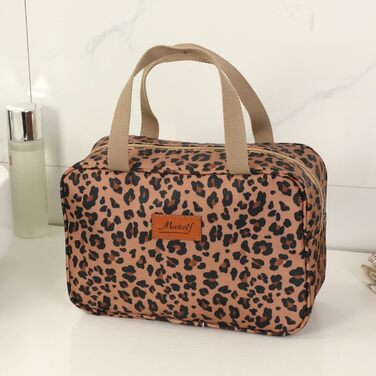 Сумка для туалетних аксесуарів велика, дорожня косметичка, органайзер для макіяжу, сумка для косметики з ручкою для жінок та чоловіків, #9, леопардовий принт