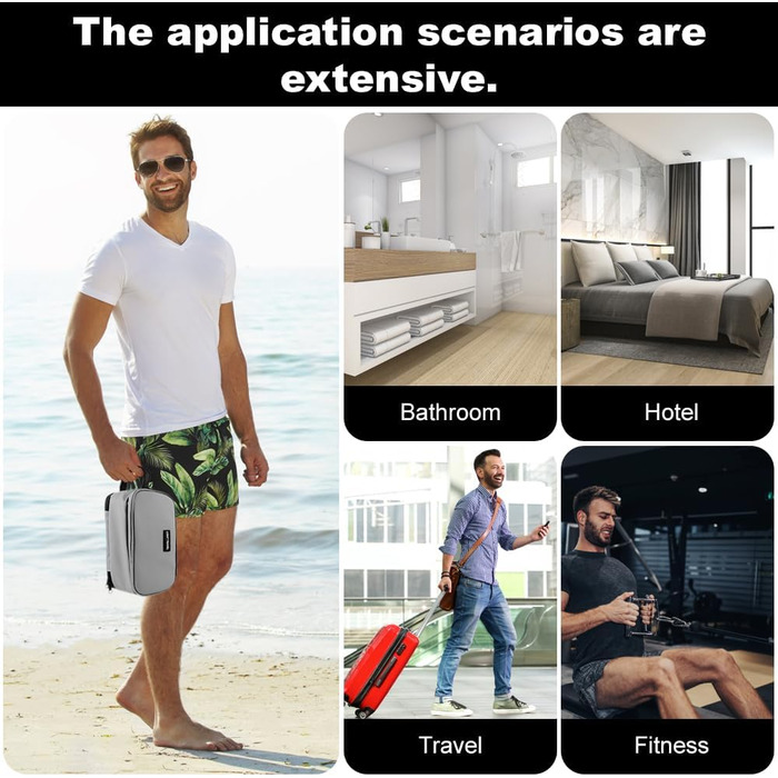 Чоловіча косметичка-органайзер, водонепроникна з PU-шкіри, сіра. Двошарова туалетна сумка для подорожей