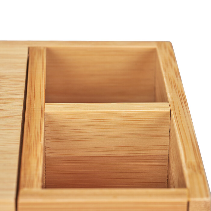 Relaxdays Bamboo Touchless Soap Dispenser with 2 Compartments