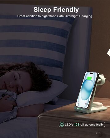 Бездротова зарядка 3-в-1 для Apple Watch, iPhone та AirPods Pro (білий/зелений)