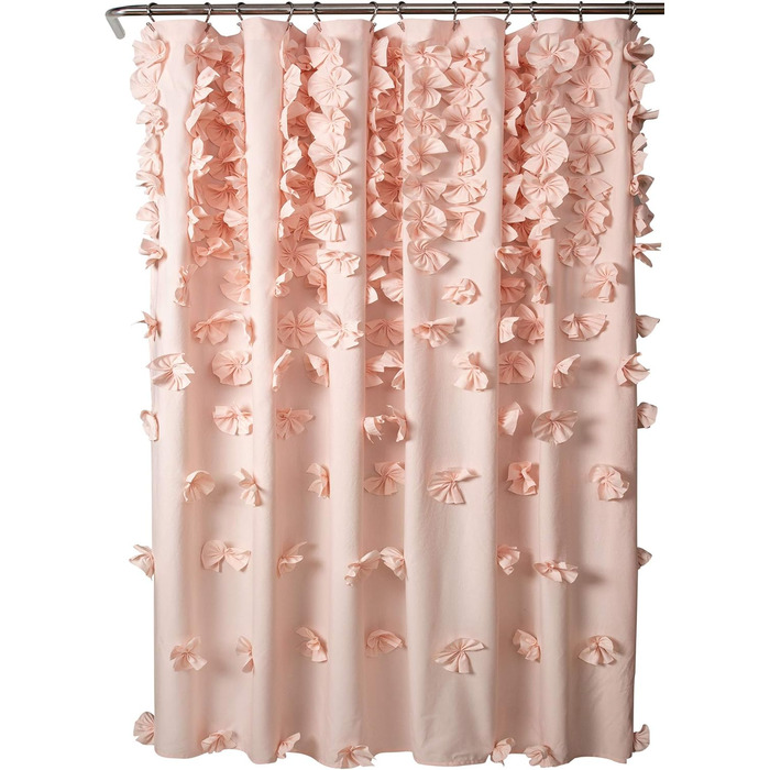 Шторка для душу Lush Decor Riley, 183x183 см, з бантиками, рожева