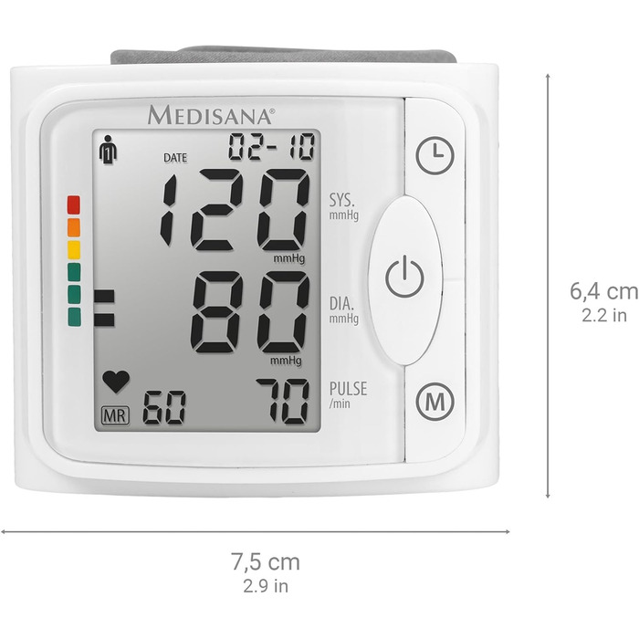 Тонометр на зап'ястя Medisana BW 320 - точний вимір артеріального тиску та пульсу, пам'ять, великий дисплей, індикатор артеріального тиску, виявлення аритмії та попередження