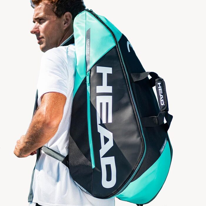 HEAD Unisex Adult Tour Racquet Bag - 6R Tennis Bag Black/Mint