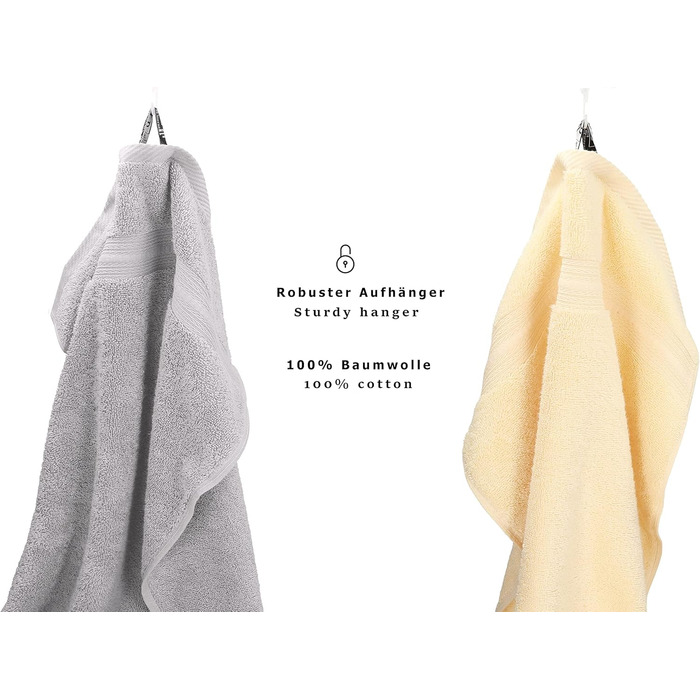 Betz 10-Piece Towel Set Gold Color Beige & Silver Gray, Quality 600 g/m², 2 Shower Towels 70 x 140 cm, 4 Hand Towels 50 x 100 cm, and 4 Washcloths 30 x 30 cm