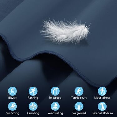 Рушник мікрофібра Flintronic, 200x100 см, великий для ванни, швидковисихаючий, спортивний, туристичний, пляжний, для тренажерного залу, сауни (Морська синя, 180x60 см + 80x40 см)