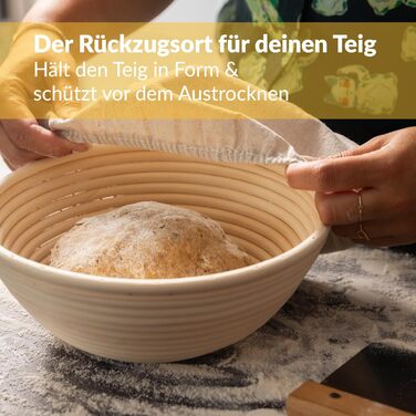 Chefaron Enameled Cast Iron Pot 2-in-1 incl. Proofing Basket and Dough Scraper. Bread Baking Dish with Lid 3L. Dutch Oven with Lid Oven-Safe. Cast Iron Pot for Baking Bread at Home. Cast Iron Dutch Oven 3L 2-in-1