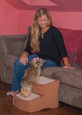 Сходинки для тварин Pet Gear Easy Step II: 2 сходинки для котів/собак до 38 кг, портативні, знімні, з прання, (Light Cocoa, XS)