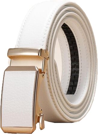Чоловічий/Жіночий шкіряний ремінь, повсякденний, регульований, автоматична пряжка, ширина 3,0 см, кольоровий декоративний ремінь білий 125x3 см