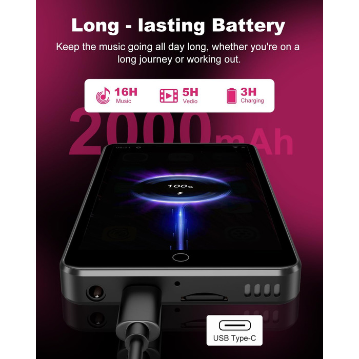 MP3 плеєр 80GB з Bluetooth та WiFi, 4.0