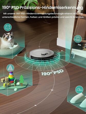 Робот-пилосос LEFANT M1: Мапірування, вологе прибирання, No-Go зони, 5500Pa, керування через додаток/Alexa, білий