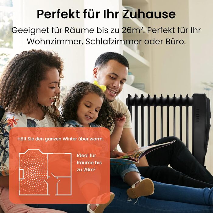 Електричний масляний радіатор Pro Breeze 2500W з таймером, 3 режими, термостат, захист від перегріву, білий/чорний