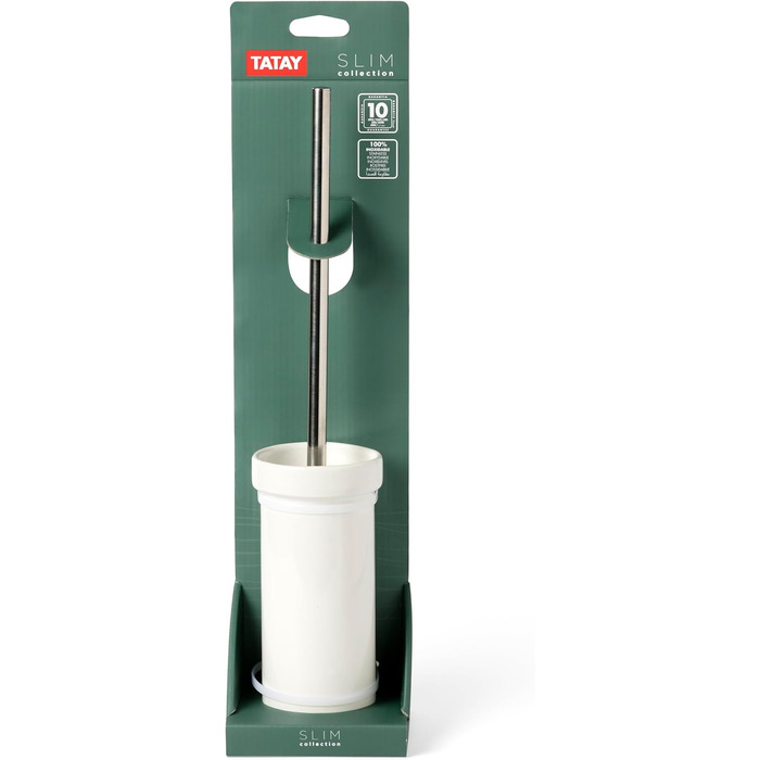 TATAY Klobürste: Елегантна щітка для унітазу з полірезину | Дизайн для ванної кімнати | Модель для столу | 10,1 x 10,1 x 35,5 см | Колекція Saigon | Бежевий (Slim Bürste)