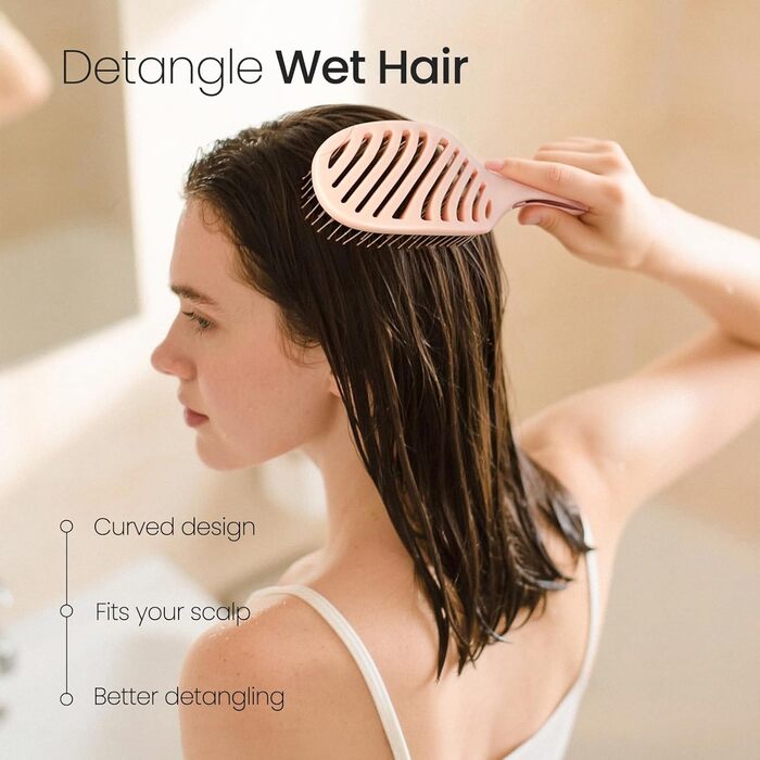 AIMIKE Рожева щітка для розплутування волосся Luxe Entwirrbürste - безболісна, з вентиляцією та ультрам'якими щетинками FlexGlide, для жінок, дівчаток та дітей
