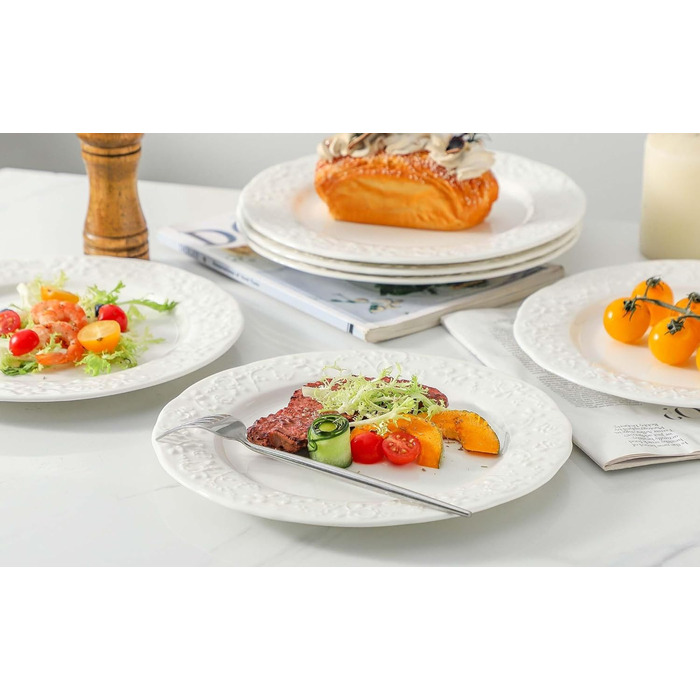 Набір сервірувальних тарілок UIBFCWN, 8 штук, порцеляна, 25,4 x 15,2 см, білі, для десерту, суші, закусок, тортів, салатів