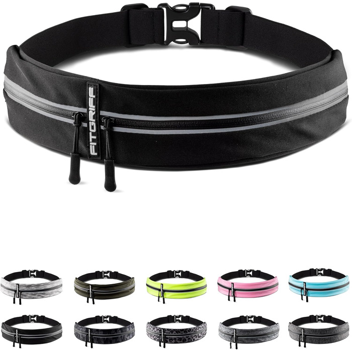 Пояс для телефону Fitgriff® - спортивний пояс для бігу, джогінгу, фітнесу. Підходить для смартфонів S-M, обхват талії 62-90 см, чорний