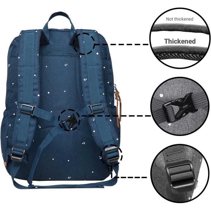 Жіночий рюкзак Kaukoo для студентів, ноутбука, подорожей, синій (K8009)