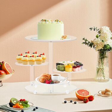 Підставка для капкейків Fhmidic на 6 ярусів, акрилова етажерка, 6-ярусна підставка для десертів та випічки, тортниця, підставка для маффінів для вечірок, днів народжень, тематичних вечірок, дитячих свят (квіткова)