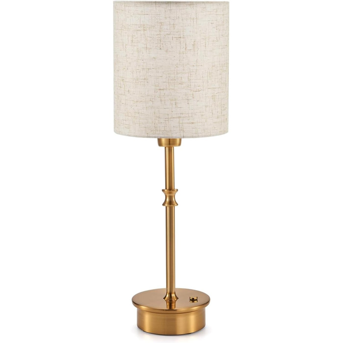 Нічна лампа OCEST на акумуляторі, сенсорне керування, регулювання яскравості, декоративне освітлення для дому, кухні, тераси, обіднього столу. Тканинний абажур кольору античне латунь, висота 41,5 см