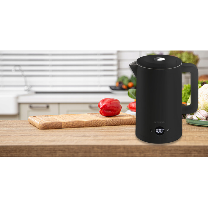 Розумний електрочайник Svensson з WiFi, 1.7л, 2200Вт, чорний
