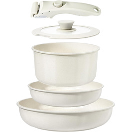 GiPP 5-Piece Ceramic Cookware Set with Removable Handle - Non-Stick, Oven-Safe, Induction Compatible, PTFE/PFOA-Free