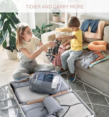 Органайзер для валізи Meowoo, набір 8 шт. (сірий): кубики для пакування, органайзери для подорожей та бізнесу