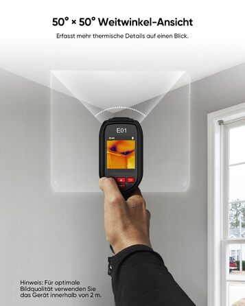 HIKMICRO E01 Тепловізійна камера SuperIR: портативна інфрачервона камера з лазерним покажчиком, роздільна здатність 240x240, діапазон температур -20°C - 400°C, частота оновлення 20Hz