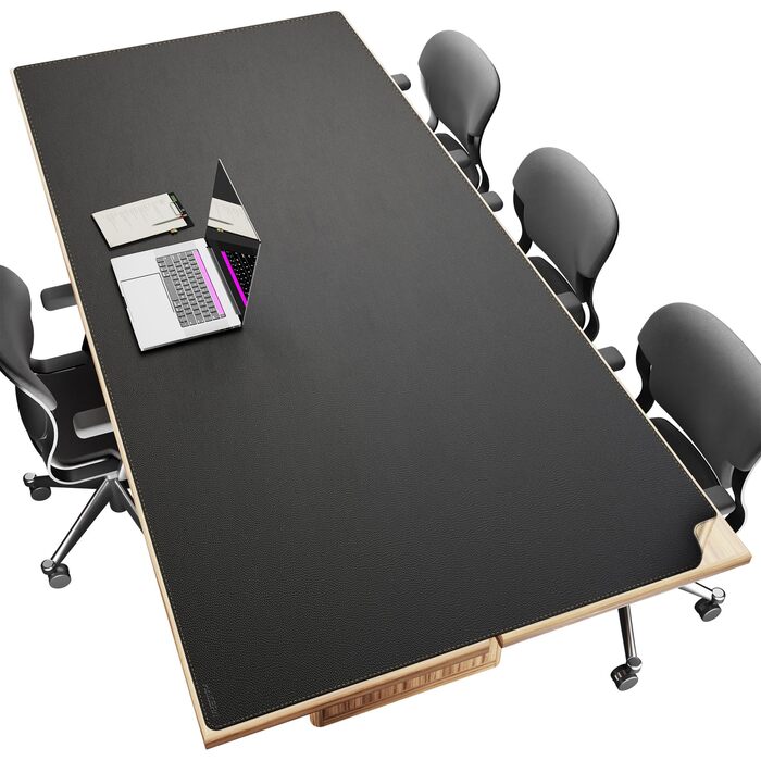 Килимок для столу MAIDERN з шкіри та корку, 100x60 см, XXL, вологостійкий, для офісу, дому та геймінгу, антиковзаючі, чорний (Корк+Чорний, 220x100 см)