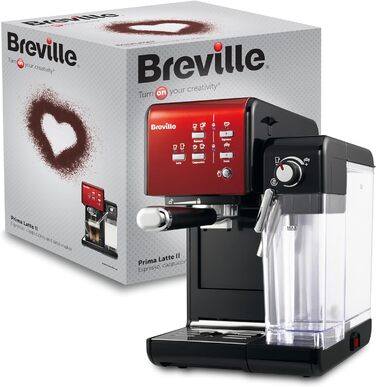 Кавомашина Breville Prima Latte II, еспресо, латте, капучино, 19 бар, червона, з капучинатором