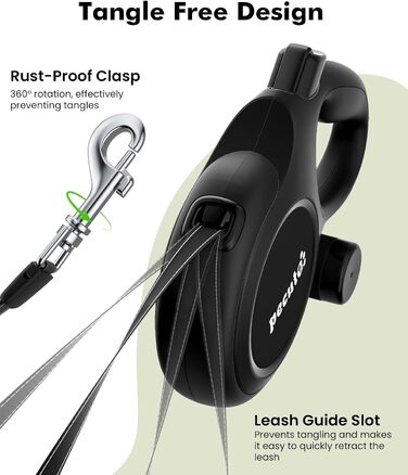 Рулетка для собак Pecute 8м, бісостійка, з набором для збору відходів, 360° антизаплутування, для собак середніх та великих (15-50кг), зелена