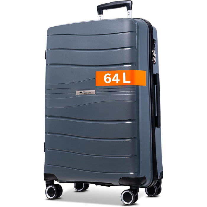 Чемодан Leon Koffer Groß 94 літрів з TSA замком - валіза, ролер, валіза для подорожей, жорсткий корпус (сірий, L)